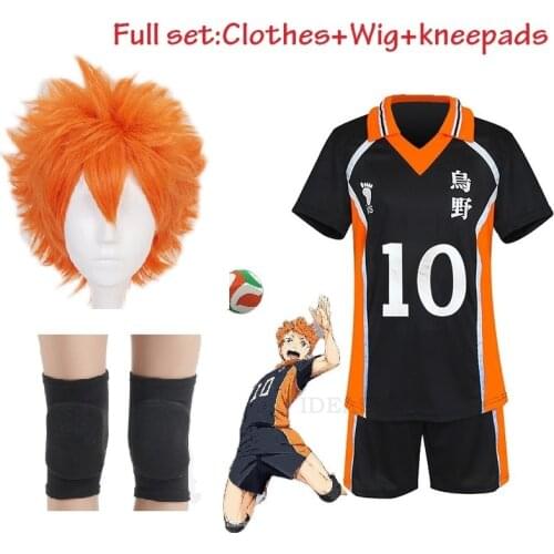Haikyuu Cosplay Costume Karasuno High School Volleyball Club Hinata Shyouyou Kageyama Tobio Sportswear Jersey Uniform kneepa wig
