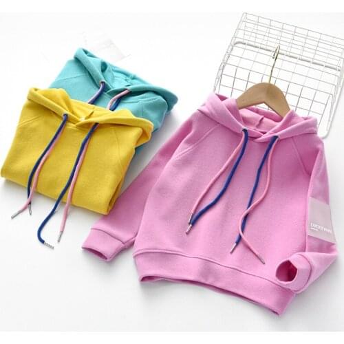 Drawstring Spring Autumn Tops Hoodies Girls Sweatshirts Coat Kids Outwear Teenager Children Clothes High Quality