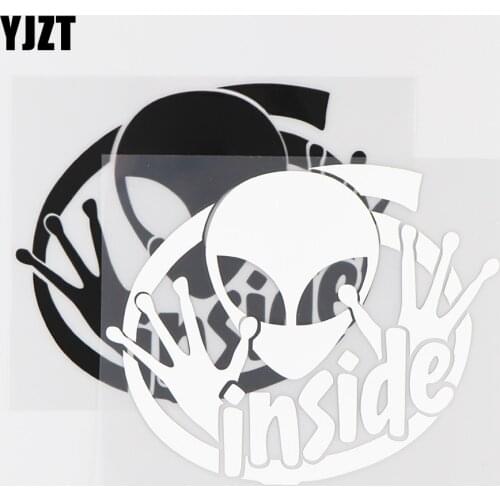 YJZT 15X12.2CM Inside Aliens Car Stickers Vinyl Decals Alien Area Funny Ufo Black / Silver 10A-0127