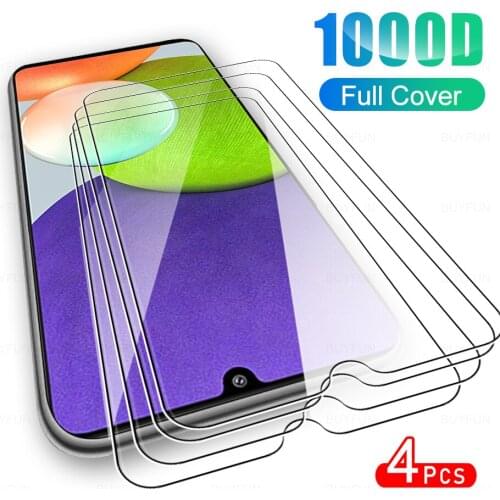 4Pcs Full Cover Protective Glass For Samsung Galaxy A22 4G Glasses Screen Protector Film For Sumsung Sansung Samsong A 22 6.4"