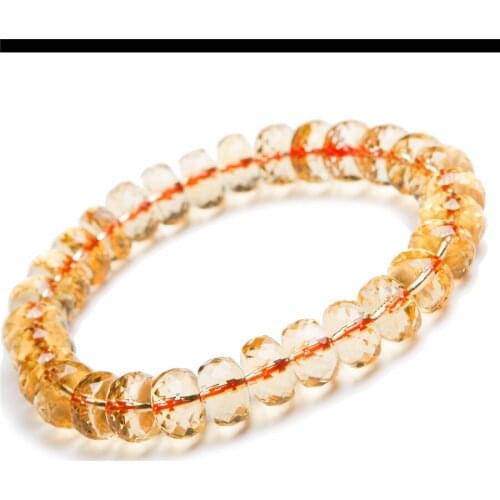 10mm Natural Genuine Yellow Ci rine Quartz Crystal Marquise Abacus Beads Stretch Natural Stone Bracelets For Women Femme AAAA