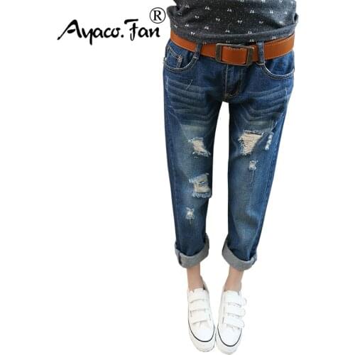 Women Jeans 2019 Spring Summer Denim Harem Pants Hole Ripped Female Wholesale Casual Loose Jeans Plus Size 38 Womens Trousers