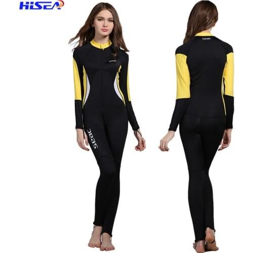 Hisea 0.5MM Women Diving Wetsuits Quick Dry Anti-Jelly Fish Clothes Anti-UV Water One piece Swimwear Sport Black Yellow Surfing
