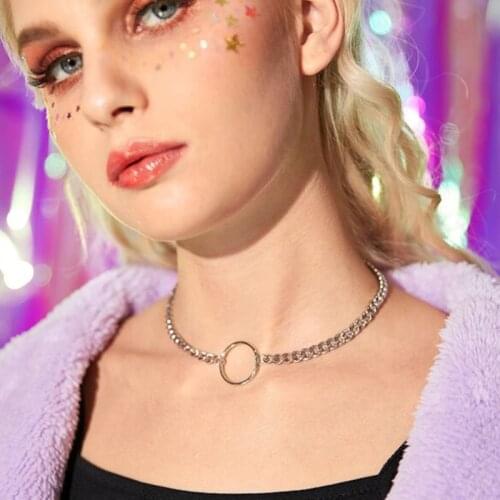 2021 Punk Silver Color Metal Chunky Chain Choker Necklaces Simple Circles Short Necklaces For Women New Fashion Hip hop Jewelry