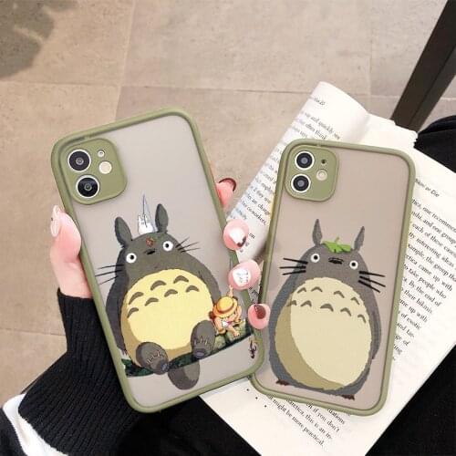 Cute Totoro Miyazaki Anime No Face Phone Case For 12 mini 11 pro max X XR XS Max 6s 7 8 plus SE 2020 Hard Shockproof Back Cover