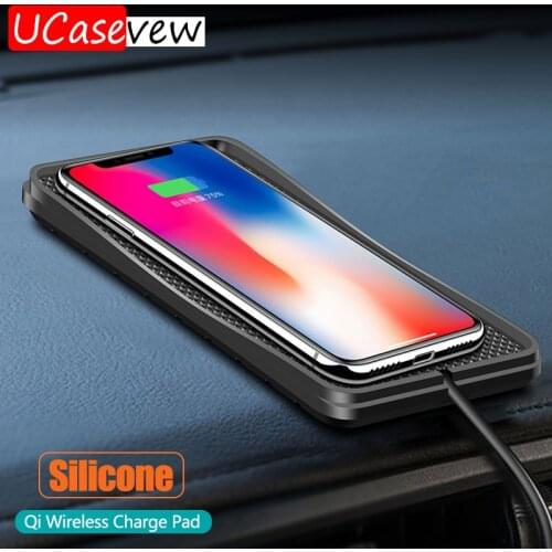 10W Car Qi Wireless Charger Fast Charging Station Non-slip Silicone Pad for iPhone Samsung Huawei Mobile Phone Wireless Charger