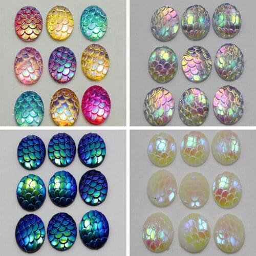100 Flatback Resin Round Fish Scale Pattern Cabochon 12mm Colour for Choice