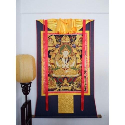 140CM large- best Handmade silk Buddhist Thangka -Tibetan Buddhism Thang-ga -efficacious Protection bodhi-sattva Buddha art
