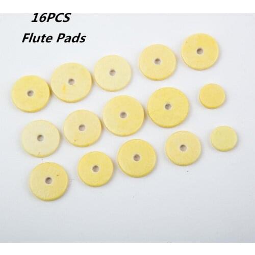 16pcs/Set Single Skin Leather Flute Pads Standard Size Woodwind Close Pads Replacement Instrument Part Accessories