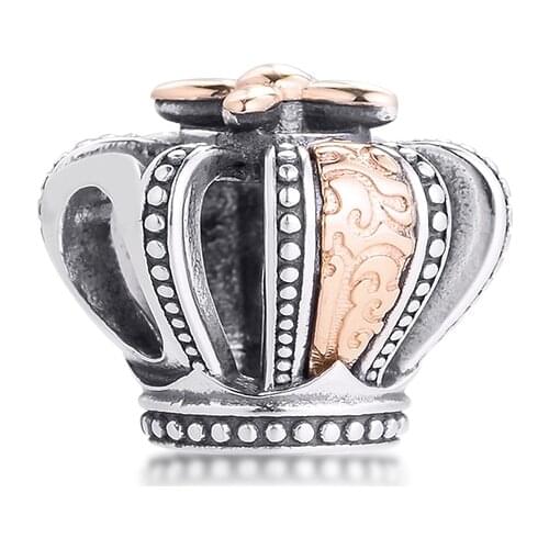 2021 925 Silver Regal Crown Charm Fits Snake Chain Bracelets & Bangle Sterling Silver Beads For Jewelry Making Charms
