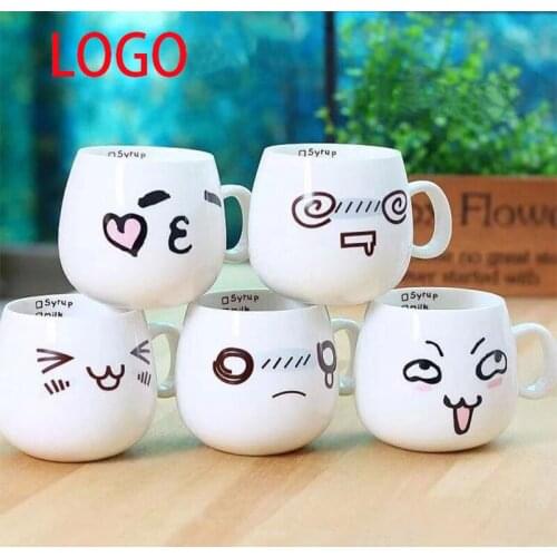 320ml Creative Cute Expression Ceramic Mugs Porcelain Tea Cup Coffee Mug Customized Logo