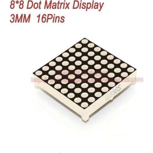 5pcs/lot) 8x8 8*8 Red 3MM Dot Matrix Display Common Anode 16 pins Digital Tube Size 32*32MM DIY For Arduino 1088BR