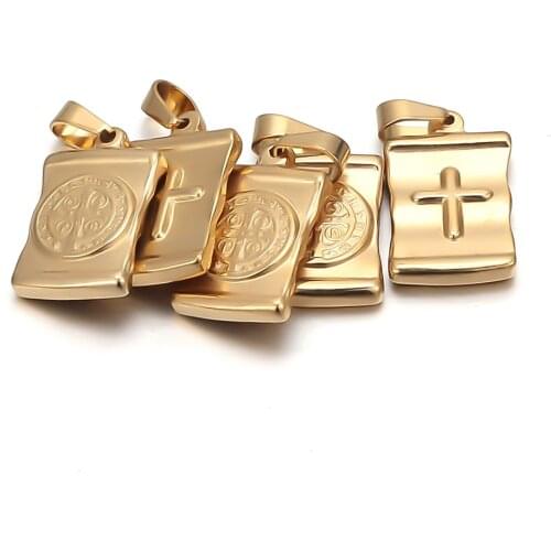 5pcs Stainless Steel 18K Gold Jesus Christ Necklace Charms Pendants for DIY Jewelry Gift Making Cross Charms Findings Wholesale