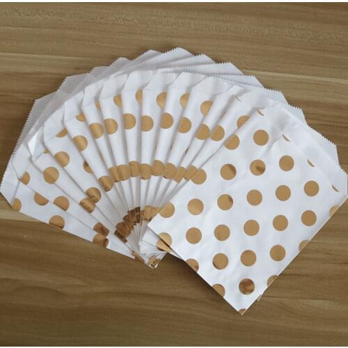 50pcs/pack 13*15cm Gold Bronzing dot Paper Candy Biscuit Bags Packing Pouch Popcorn Bag Birthday Wedding Wrapping Supplies
