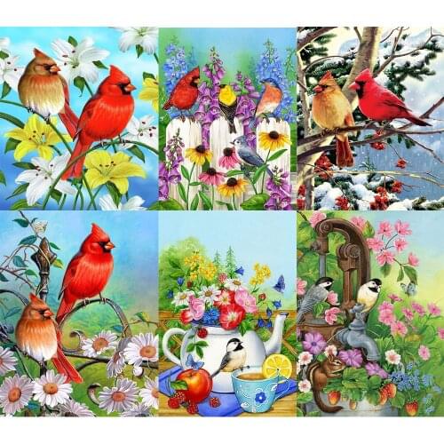 Diamond Painting Flower Birds Landscape 5D DIY Full Round Drill Embroidery Scenery Mosaic Picture Of Rhinestone Home Decor