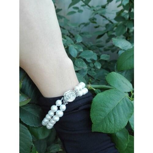 Free shipping 20cm 2strands 7mm white freshwater pearl bracelet