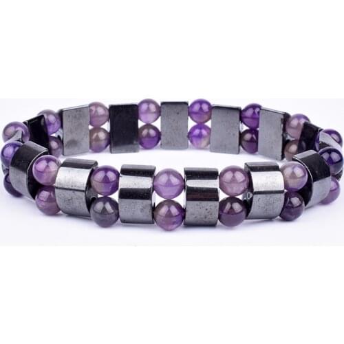 Nature Hematite Amethysts Bracelet Men Tiger Eye & Hematite Charm Bracelets for Women Energy Stone Bracelet Balance Jewelry Gift