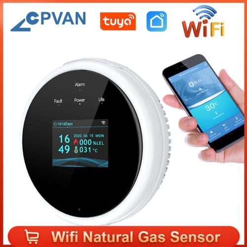 Tuya Wifi Natural Gas Sensor Combustible Household Smart LPG Gas Alarm Detector Leakage Sensor Home Wifi Temperature Detector