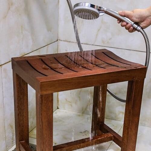 Wood waterproof footstool bathroom bench anti-corrosion low stools shoes bench solid stool bath bench shower bench WF