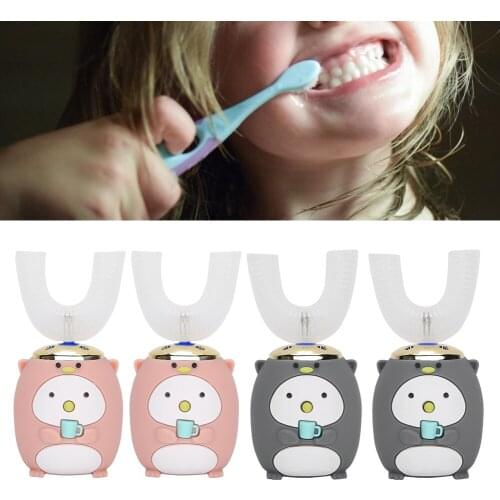 Children 360 Degrees Electric Sound Waves Toothbrush U Type 5 Modes Tooth Brush Intelligent Cleaning Toothbrush Oral Care Tool