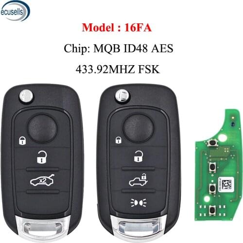 Remote Car Key Fob 3/4 Buttons 433.92Mhz With Megamos AES ID48 Chip For Fiat 500X Egea Tipo 2016 2017 2018 MODEL 16FA
