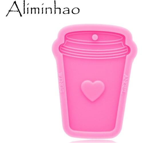 DY0585 Shiny Glossy Coffee cup Making Keychain - Polymer Clay Mould - Mold Resin Craft Necklace - Epoxy Jewellery Silicone Mold
