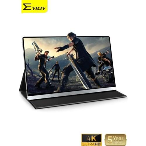 EVICIV 4K Display 15.6 Portable Monitor for PS4 Xbox IPS 1000:1 Second Screen 3ms FreeSync USB C Game Console Type C HDMI VESA