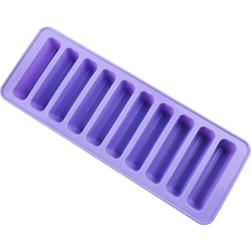 Hot Newest 10 Grids Long Strip Shape Diy Baking Mould Silicone Chocolate Mold Tray For Homemade Cake Muffin Mold Ice Cube Tray