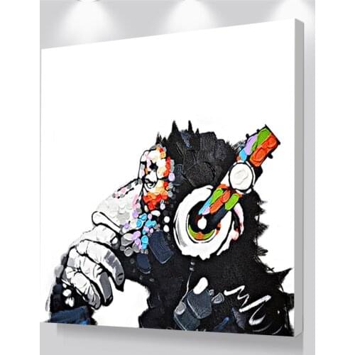 DJ Monkey Canvas Wall Art Printed Giclee Prints Modern Home Decoration Big Size Poster Prints for Bedroom Decoration