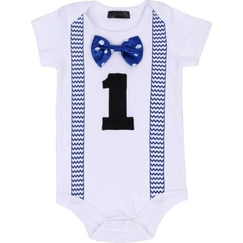 Baby Boy and Girl My First 1st Birthday Party Gentleman Bow Tie One Piece Romper Jumpsuit Cake Smash Outfits Cute Baby Clothes