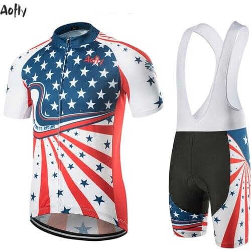New USA Pattern Cycling Clothing Set Shorts Without Straps Quick-drying Breathable Fabric NO END TO RIDING Customizable Jumpsuit