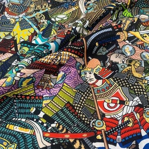 Beautiful 100% Cotton Fabric Colour Cartoon Samurai Pattern Digital Print Sewing Material DIY Home Patchwork Dress Clothing