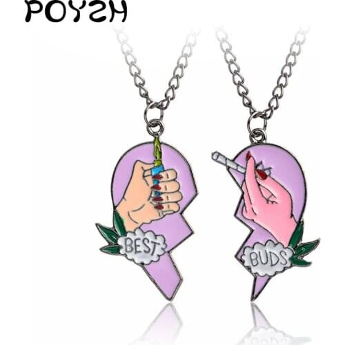 Best buds Best Friends Series Pendant Necklace Pink Broken Heart Lighter Cigarette Jewelry Friendship BFF Jewelry Collares