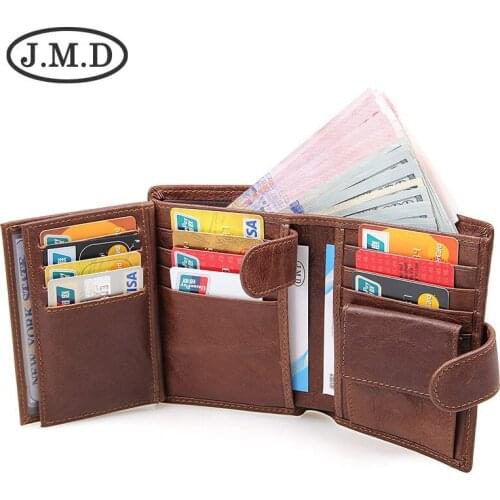 Top Leather Wallet Multi Card Leather Mens Wallet Retro Wallet RFID Anti Scanning Shielded Wallet