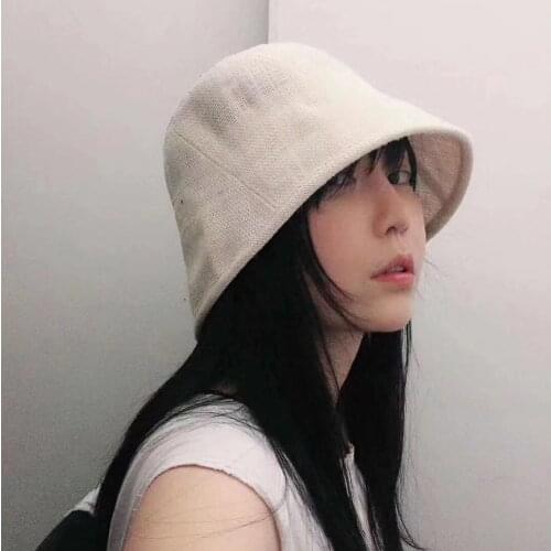 Cute Girl Linen Simple Lady Fisherman Hat Bucket Hat Sunscreen Hat Japan And South Korea Popular Travel High-quality Hat