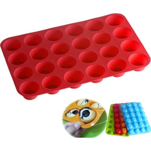 Mini Muffin Cup 24 Hole Silicone Soap Cookies Cupcake Bakeware Mini Cake Pan Tray Mould Home DIY Cake Baking Tool Mold