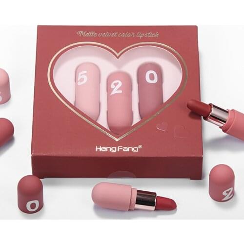 Mini Romantic Capsule 520 glossier lazy Lipstick base 3Pcs Set of lipsticks ​Box Gloss Beauty Long-lasting Lip Gloss