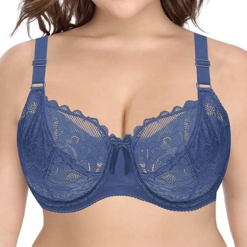 Vgplay Fashion Women Bra Unlined Lace Lingerie Underwire Non Padded Bras for Women Plus Size 36-46 DD Cup Bralette