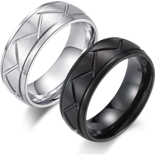 New High Quality Engraving Car Tyre Mens Ring Black Silver Color Stainless Steel Punk Biker Ring for Men Gift Jewelry