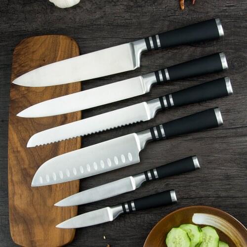 Xyj 6pcs Stainless Steel Kitchen Knives Set Chef Slicing Bread Santoku Utility Paring Knives Set Meat Fruit Slicer Cooking Tools