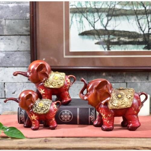 2018 NewStyle 3pcs Three-link resin creative cute gift three small elephant study decoration