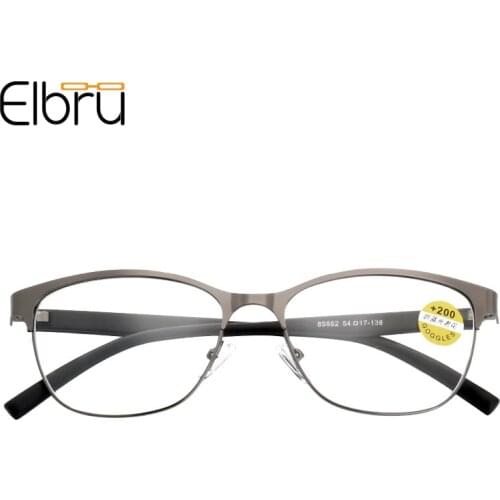 Elbru Retro Fashion Anti Blue Light Reading Glasses Ultralight Metal Clear Presbyopia Eyeglasses For Women&Men Diopters 1.0 4.0