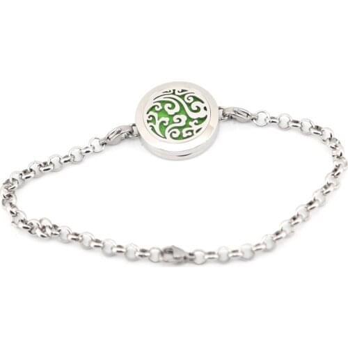 Ocean 25mm Magnet Aromatherapy Essential Oils Stainless Steel Perfume Diffuser Locket bracelet(length8-9")