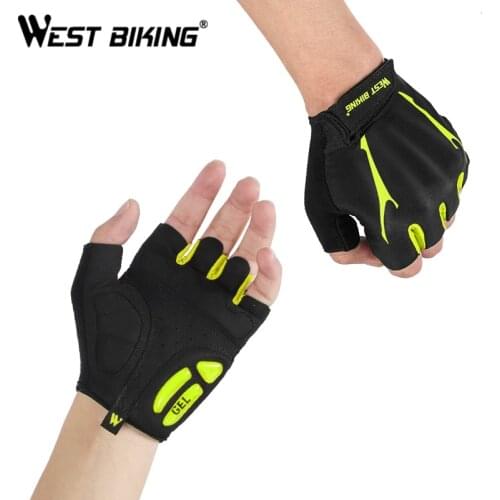 WEST BIKING Cycling Gloves Half Finger Summer Anti Slip Shockproof MTB Bike Gloves Gel Pad Men Women Sports Fitness Gloves
