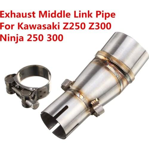 New Motorcycle Exhaust Middle Link Pipe Connecting Muffler Adapters for Kawasaki Z250 Z300 Ninja 250R 300 2008-2017
