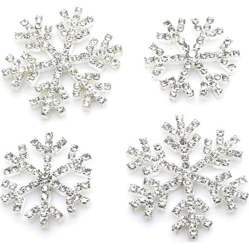 ZMASEY Snowflake Buttons 10Pcs/Lot Handwork Alloy Buttons Rhinestones Sewing Holiday Party Decoration Crystal Accessories