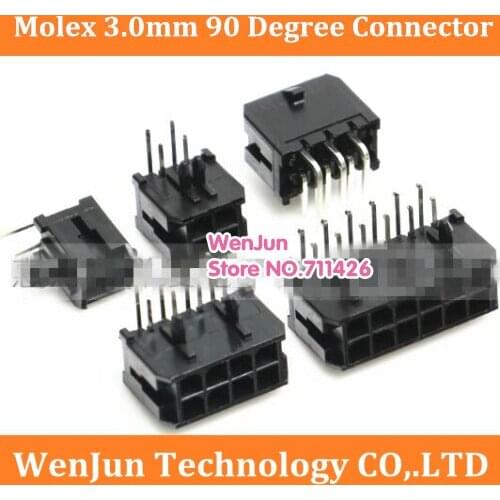 Molex 3.0mm Pitch 5557/5559 Connector Socket 2/4/6/8/10/12/14/16/18/20/22/24Pin Right Angle 90 Degree Black Automotive Conenctor
