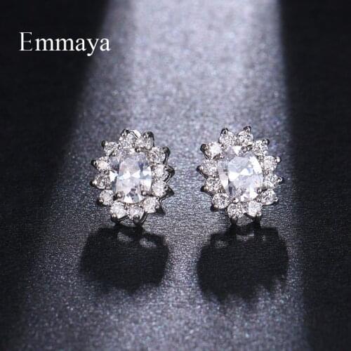 EMMAYA Female Crystal AAA Zircon Stud Earrings Luxury Small Double Earrings For Women Vintage Party Wedding Jewelry