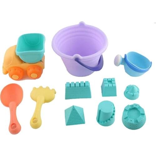 Silicone Children Beach Toy 11Pcs Water Game Play Outdoor Children Kids Beach Car Playing Sand Toy Castle Bucket Shovel Rake Set