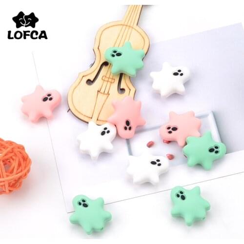 LOFCA Ghost Silicone Beads 5pcs BPA Free Baby Teething Bead Teething Beads Food Grade Nursing Chew Silicone Beads Baby Teether